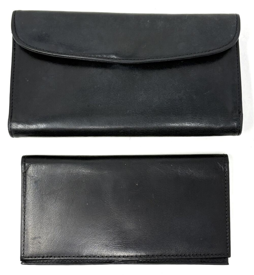 Vintage 90s COACH Black Leather Wallet Checkbook Pen Holder Coin Zip